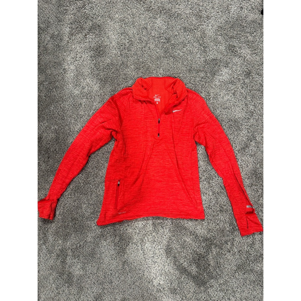 Nike Half Zip Pullover Running Top Red Medium Excellent
